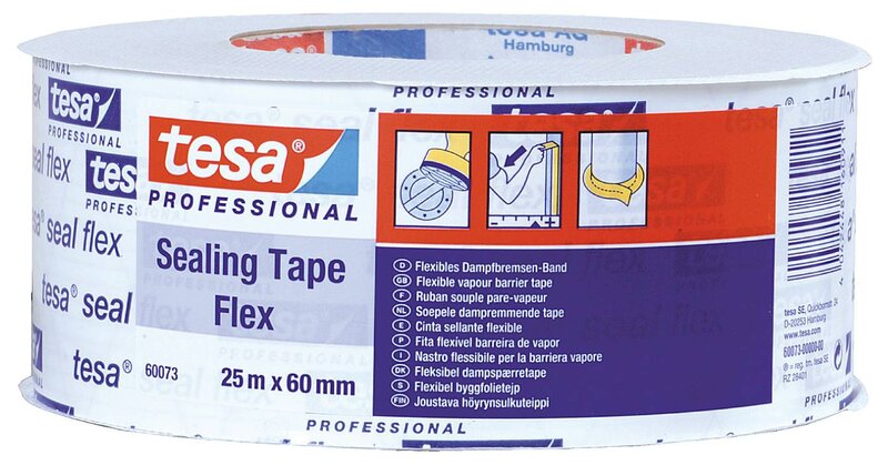 BYGGFOLIETEJP SEAL FLEX 60073 TESA VIT ARMERAD 60MMX25M